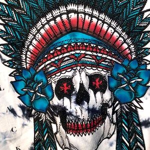 Affliction Black Label T-Shirt Men’s XL Ancient Rain Indian Skull